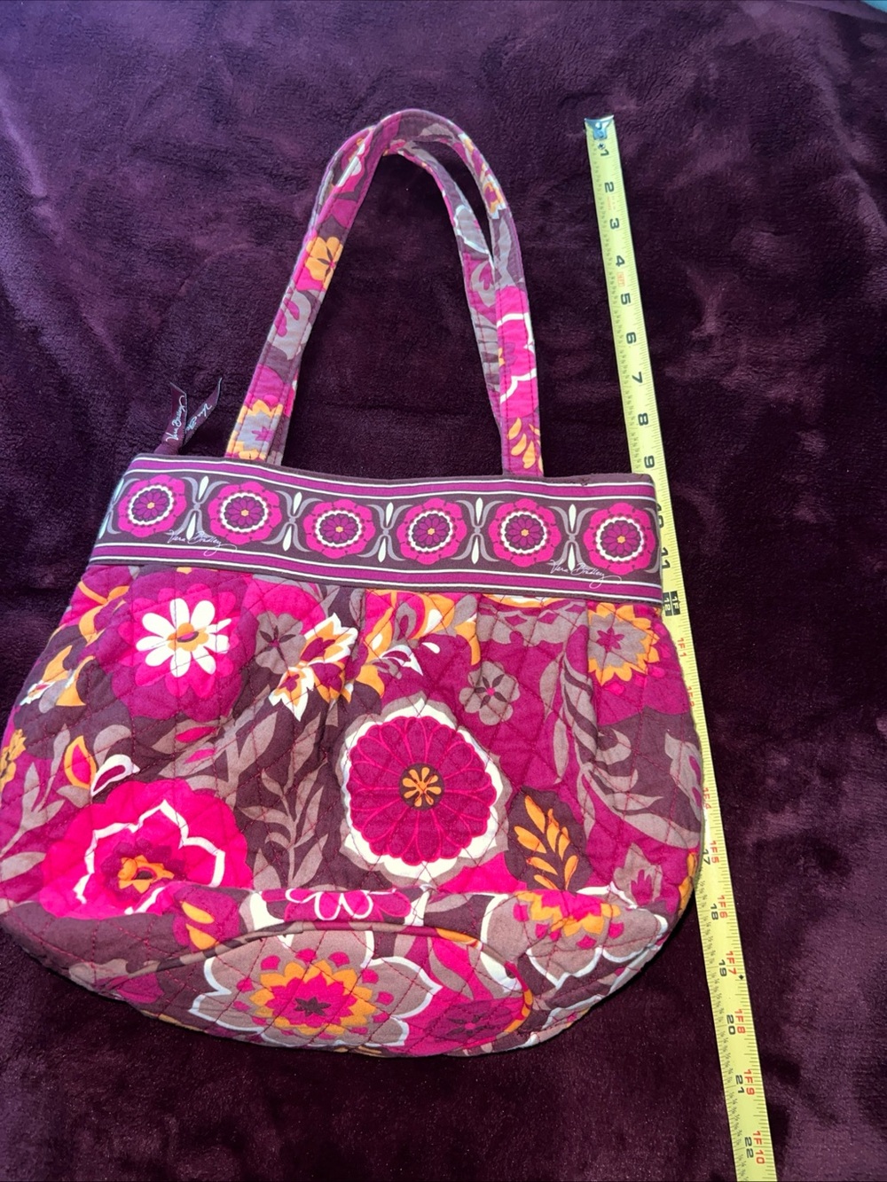 Vera Bradley Fuchsia Floral Quilted Tote double handles retired carnaby print